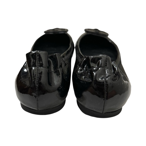 Tory Burch Reva Black Patent Leather Logo Ballet Flats Shoes Woman’s 6 - Picture 3 of 7